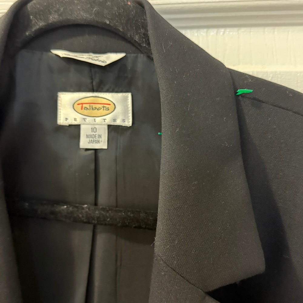 Talbots Petites Black Italian Wool Blend Blazer Jacket Women 10 Classic Stretch - Picture 2 of 8